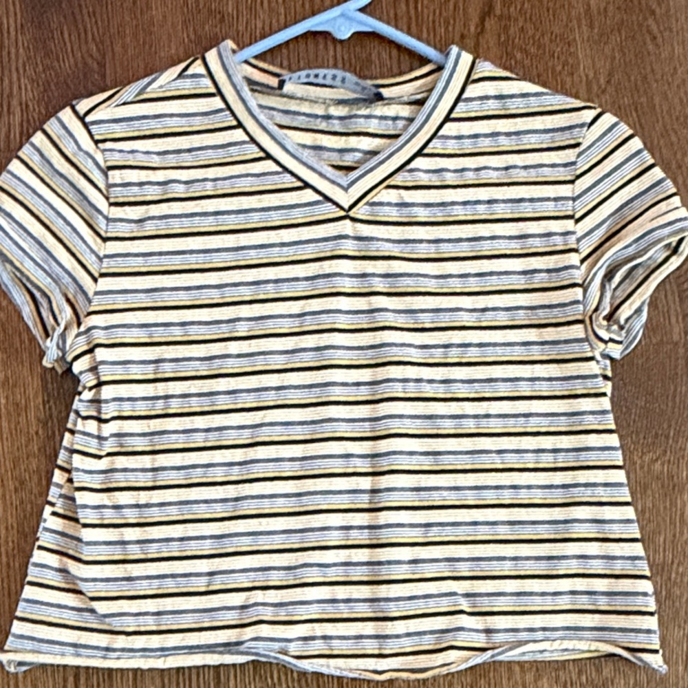 Striped Yellow & Black V-Neck Lioness Tee
